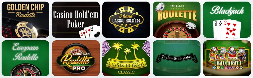 Jeux de table au Chilistakes Casino